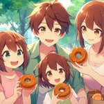 family_eating_brown_doughnuts_in_park.jpg