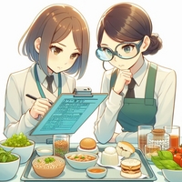food consultant lady analyzing food contents, anime.jpg