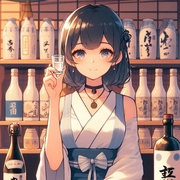 lady drinking sake, small glass, Japanese stand bar, anime.jpg