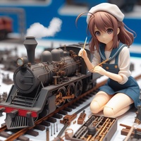 lady making locomotive model, anime2.jpg