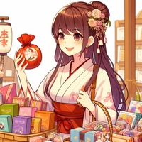 lady shopping souvenir, Japanese sweets, anime.jpg