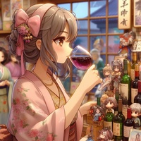 lady tasting wine, souvenir shop, anime.jpg