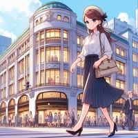 lady walking classic department store, ginza, anime.jpg