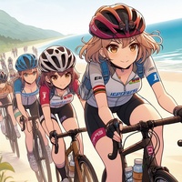 off-road sports cycling lady, seaside, anime2.jpg