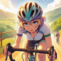 sports cycling lady, Hill Climb practice, Sweaty, off-road, wearing helmet, anime.jpg